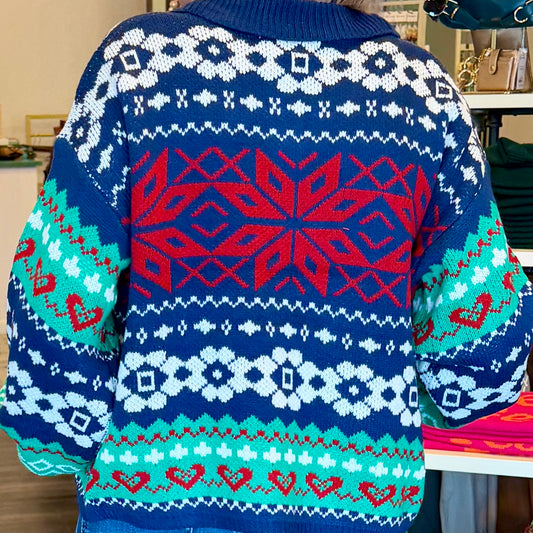 Red Snowflake Intarsia