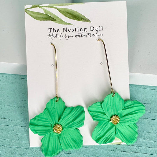 Longline Floral Clay Earring