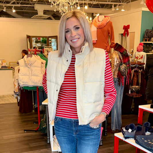 Ivory Classic Puffer Vest