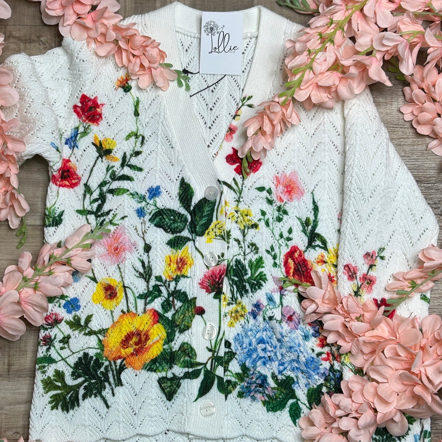 Floral Print Scalloped Sweater