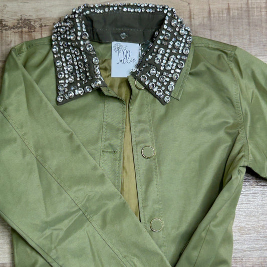 Embellished Collar Utility Coat