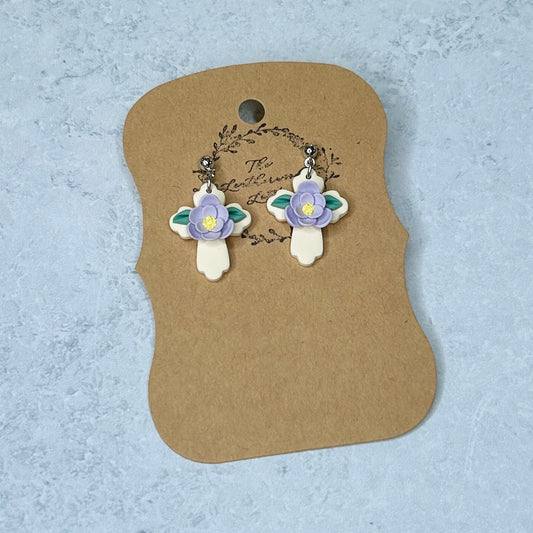 Cross & Flower Earrings