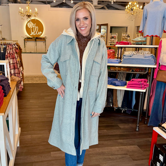 Faded Seafoam Twofer Hoodie Coat
