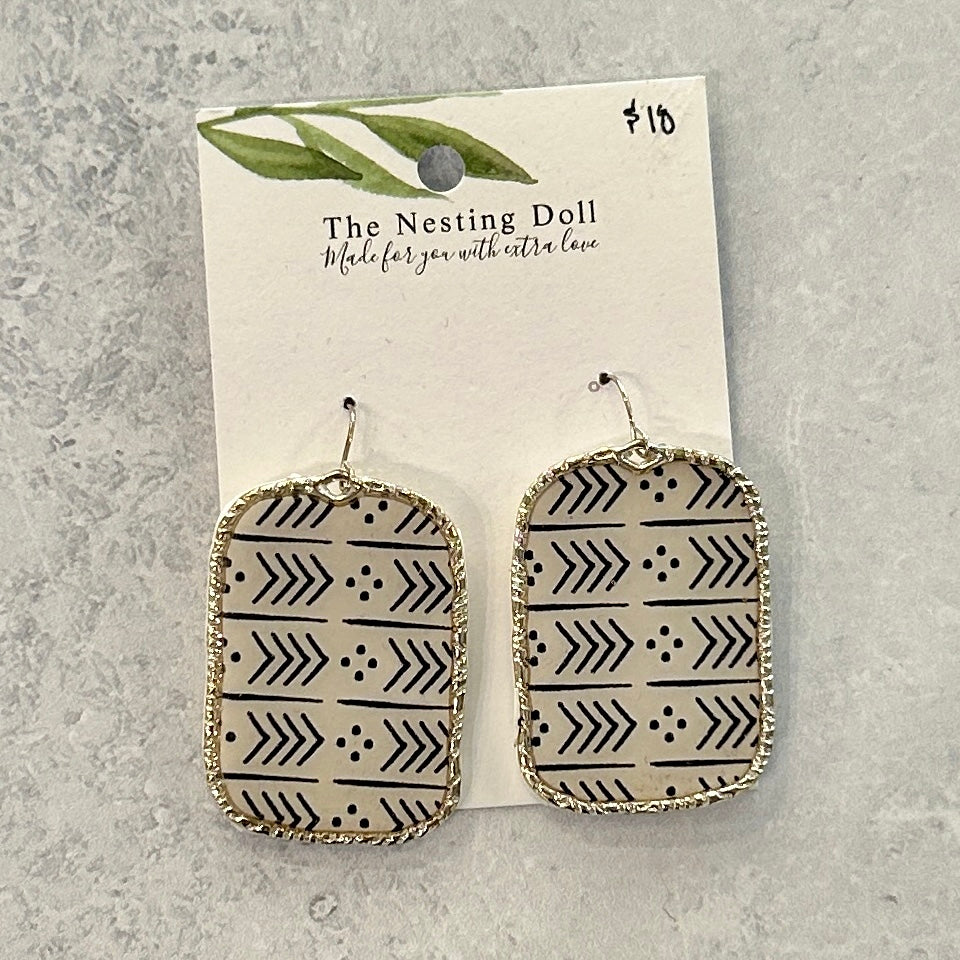Black and White Clay Earrings