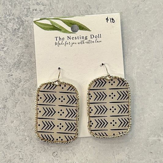 Black and White Clay Earrings