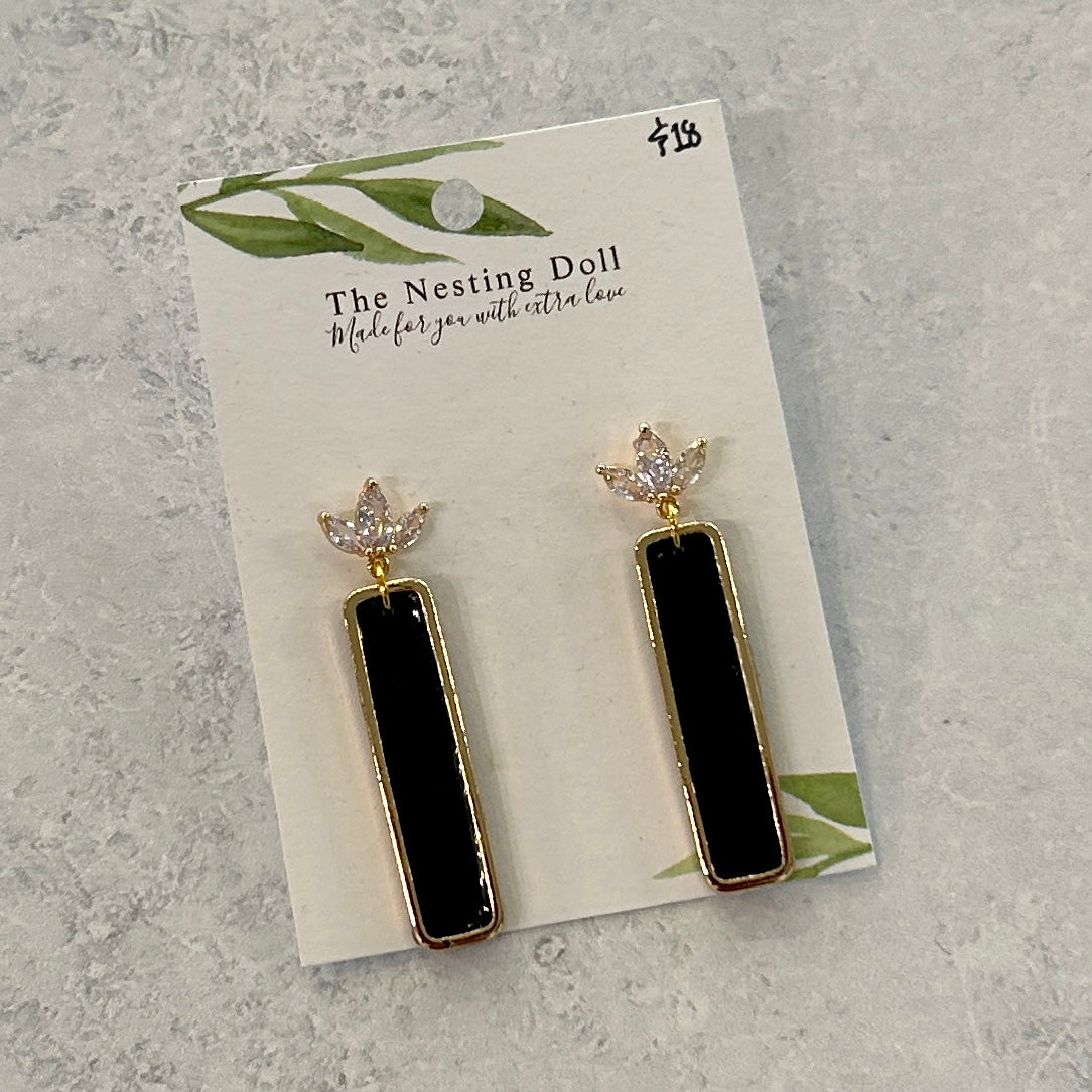Black and White Clay Earrings