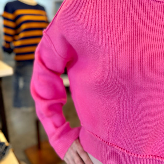 Pink Crop Mock Neck Sweater