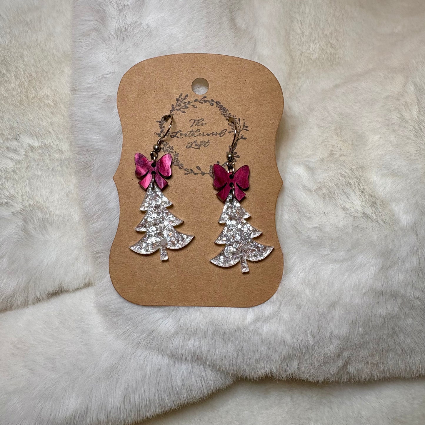 Lucite Frosty Tree Earrings