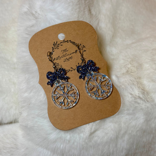 Lucite Bow and Snowflake Earrings