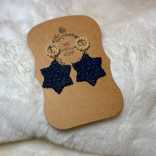 Blue Snowflake Earrings