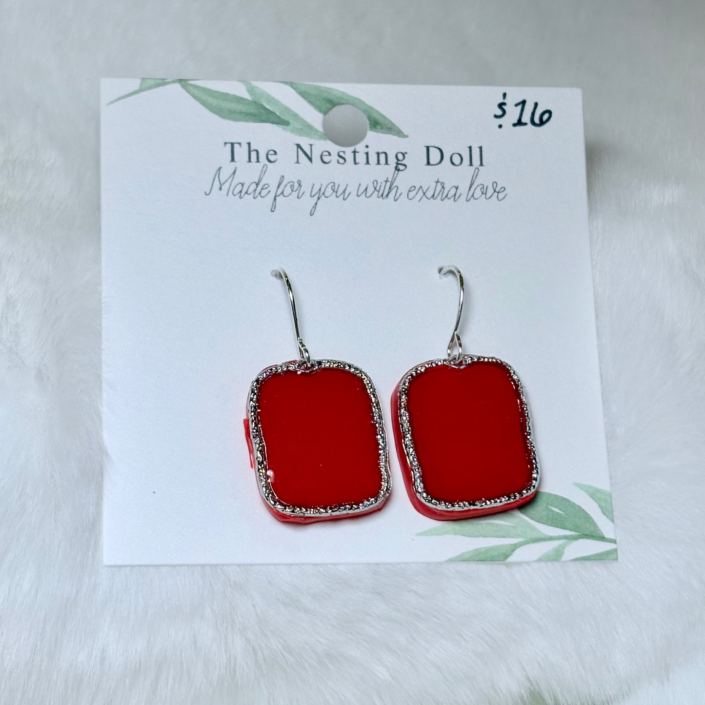 Shiny Red Gumdrop Earrings