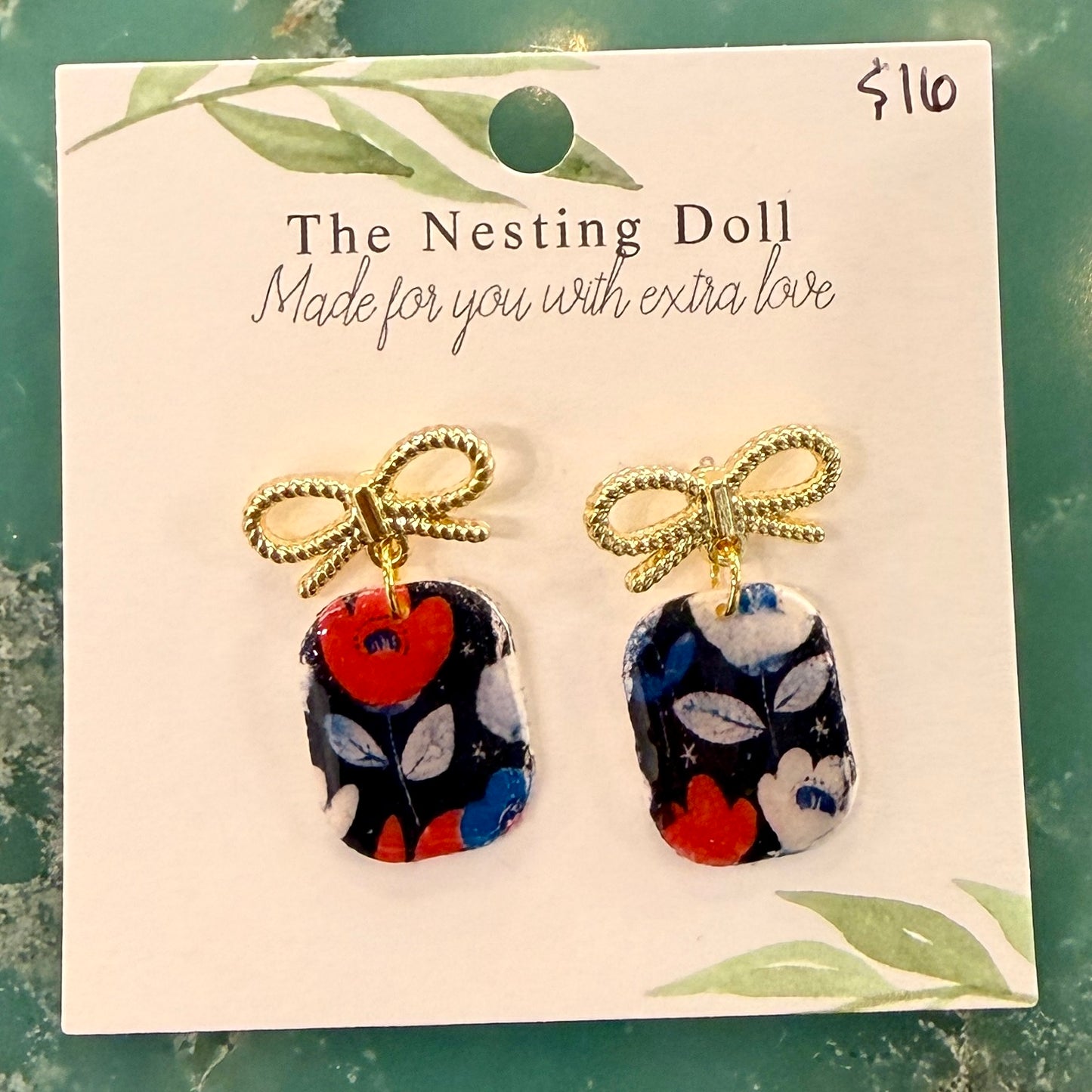 Poppies and Bows Mini Earring
