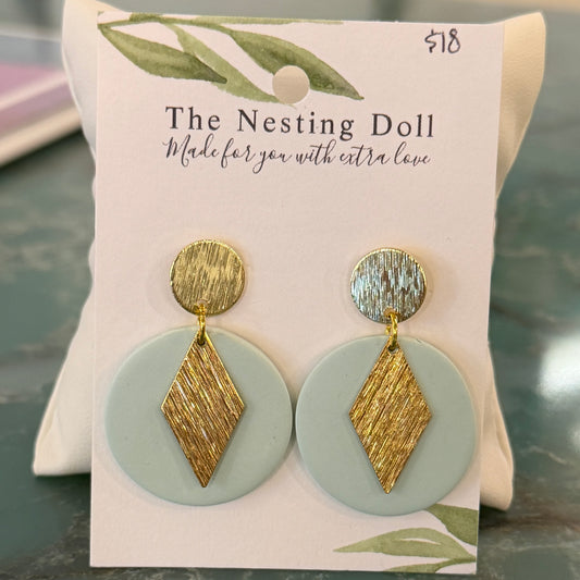 Geo Clay Circle Drop Earrings