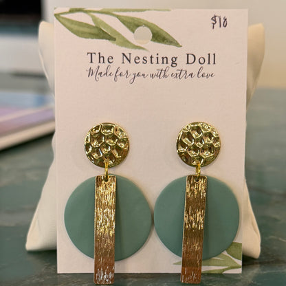 Geo Clay Circle Drop Earrings