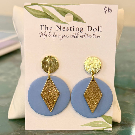 Geo Clay Circle Drop Earrings