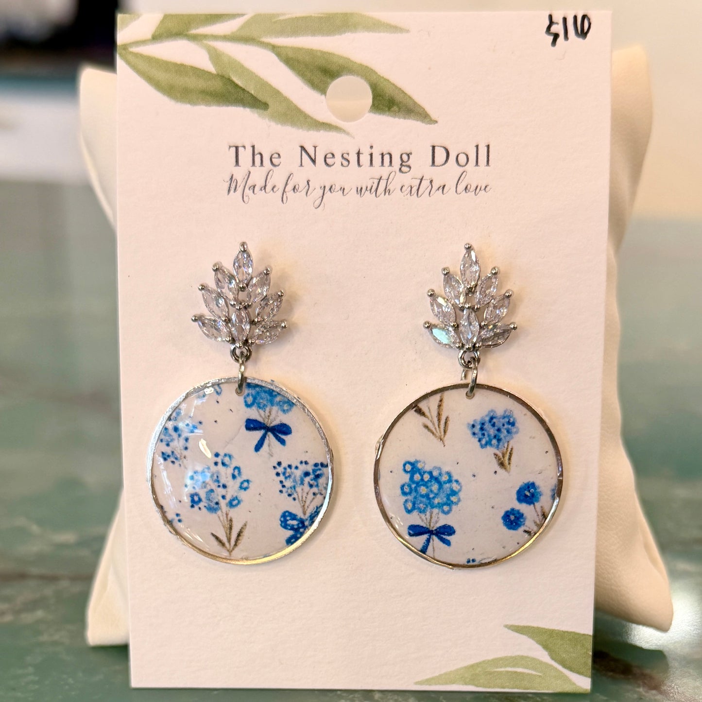 Blue Floral Clay Earrings