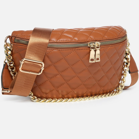 Cognac Sylvie Quilted Belt Bag