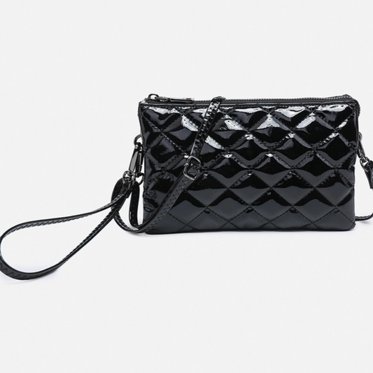 Riley Black Glossy Quilted Bag