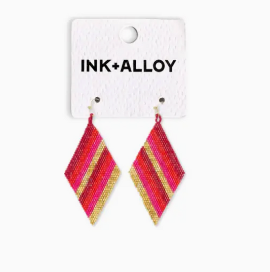 Frida Diagonal Hot Pink Stripe Earrings