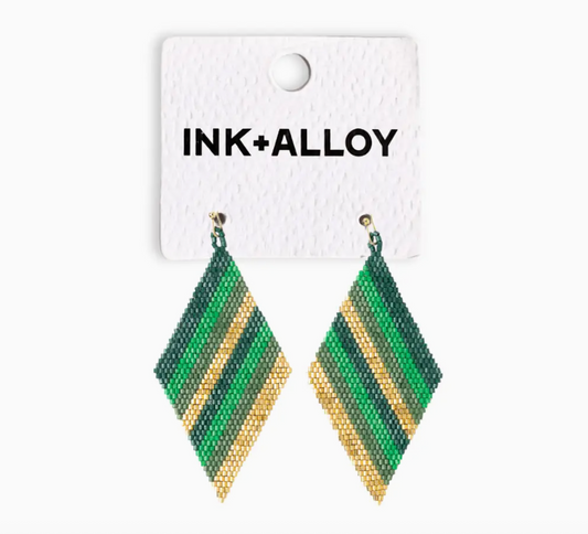 Frida Diagonal Green Stripe Earrings
