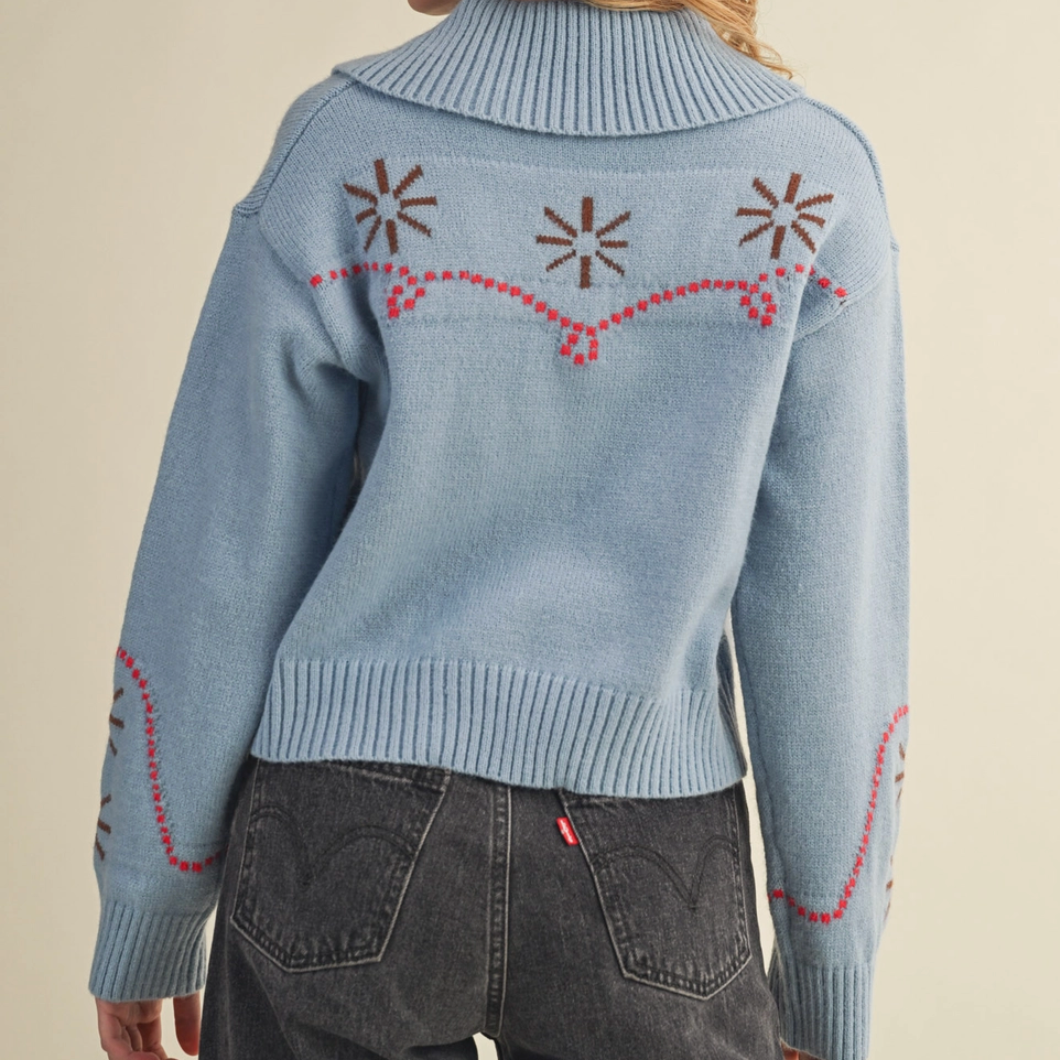 Blue Coral Crush Sweater