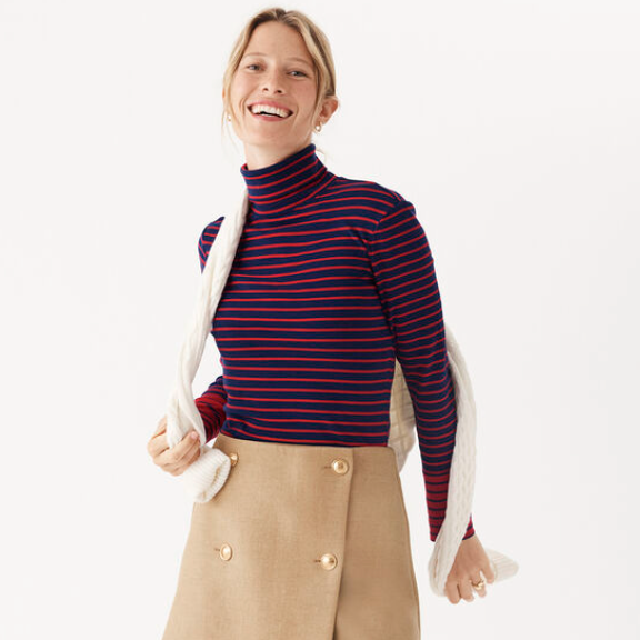 VV Navy and Red Stripe Turtleneck
