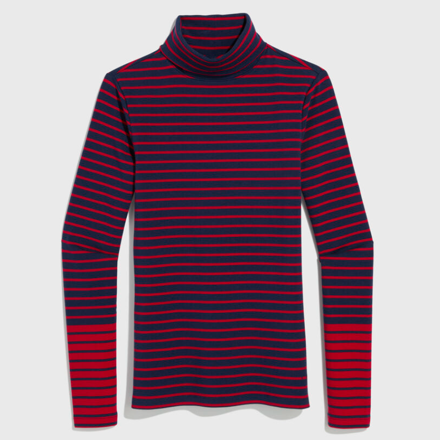 VV Navy and Red Stripe Turtleneck