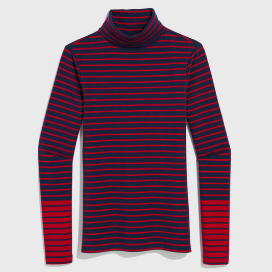 VV Navy and Red Stripe Turtleneck