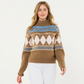 Argyle Fair Isle Mock Neck Sweater