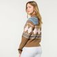 Argyle Fair Isle Mock Neck Sweater
