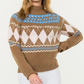 Argyle Fair Isle Mock Neck Sweater