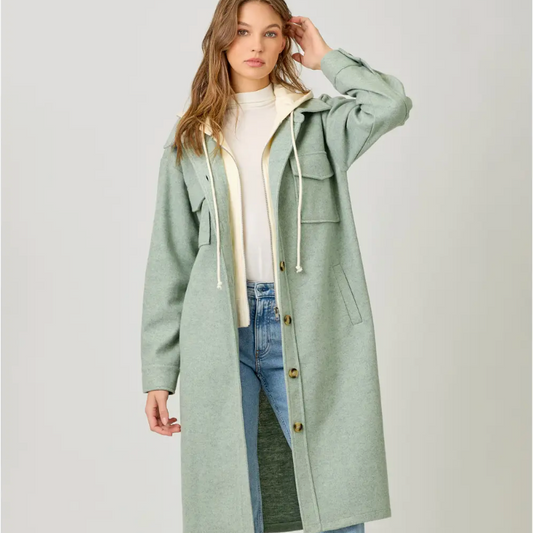 Faded Seafoam Twofer Hoodie Coat