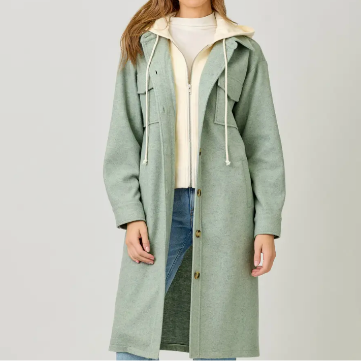 Faded Seafoam Twofer Hoodie Coat