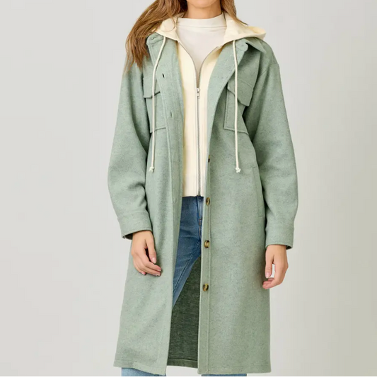 Faded Seafoam Twofer Hoodie Coat