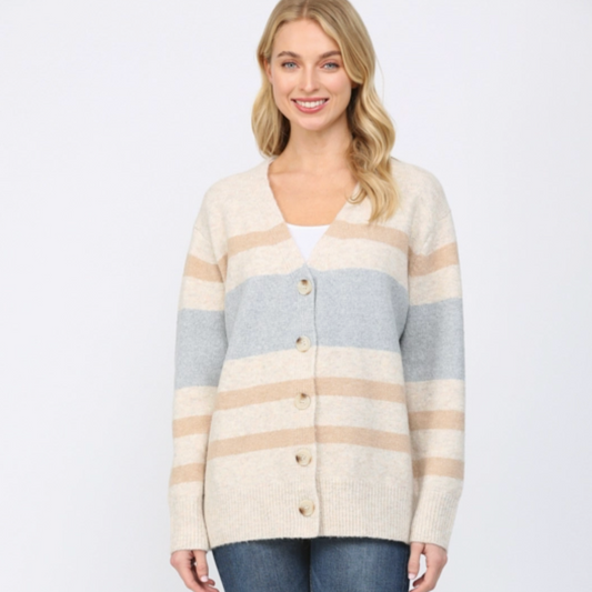 Oatmeal Striped Cardi