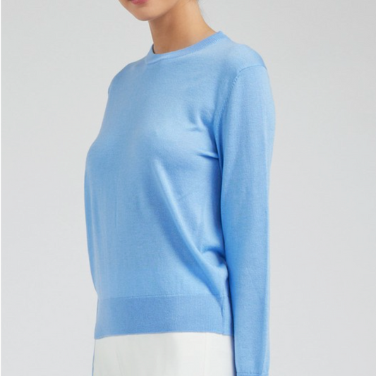 Light Blue Wool Blend Crew