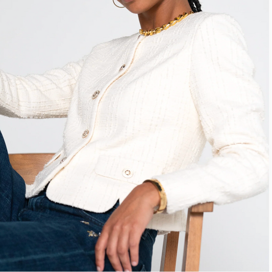 Collarless Jacket With Scallop Detail