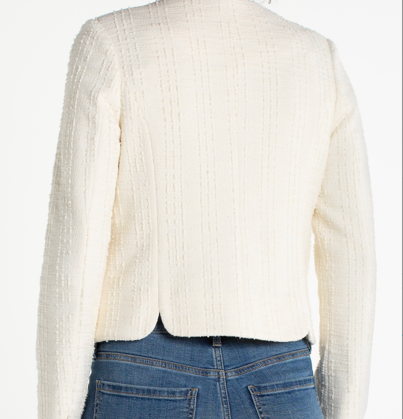 Collarless Jacket With Scallop Detail