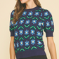 Navy Floral Mid Sleeve Sweater