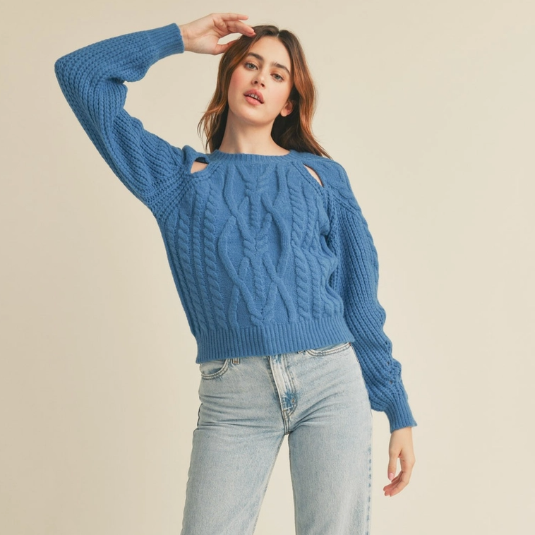 Peek A Boo Cable Knit Sweater