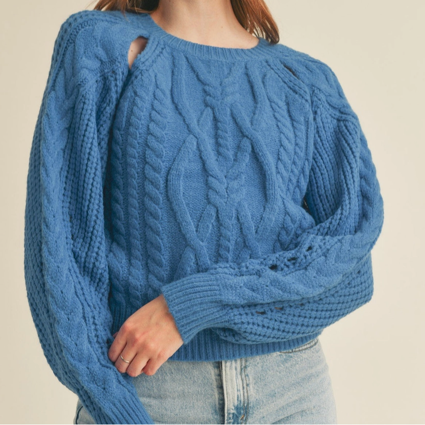 Peek A Boo Cable Knit Sweater