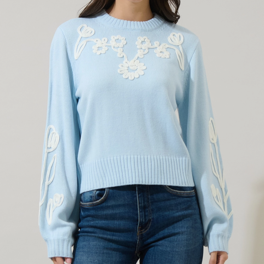 Celestial Floral Embroidered Sweater