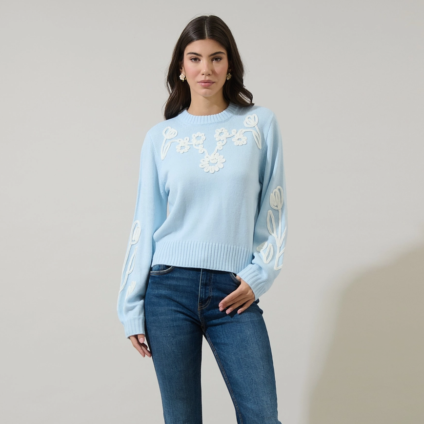 Celestial Floral Embroidered Sweater