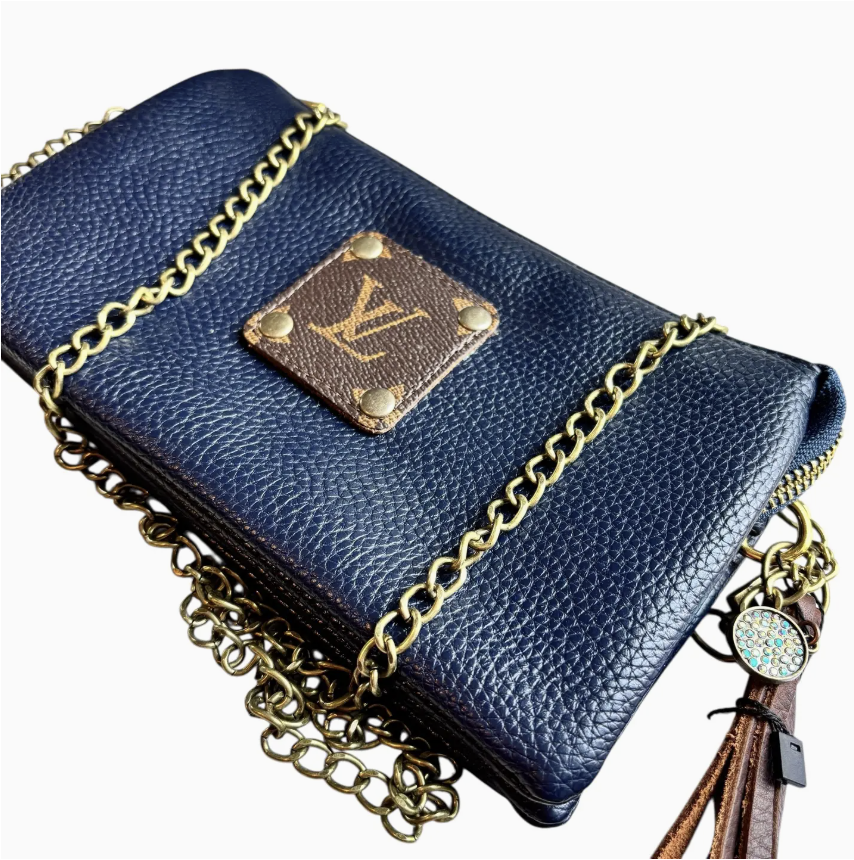 Navy LV Repurposed Crossbody