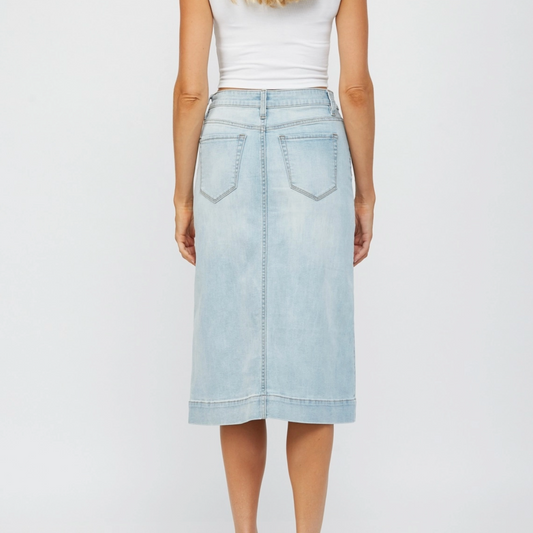 Denim A-Line Midi Skirt