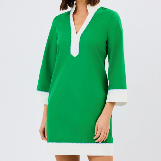 Brenda Green and White Shift Dress