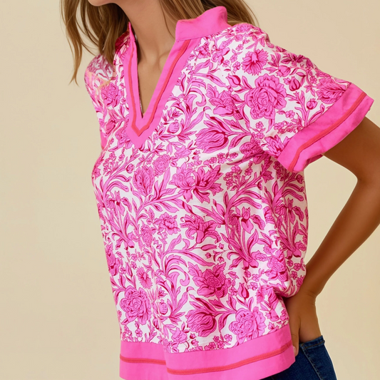 Pink Print Party Top