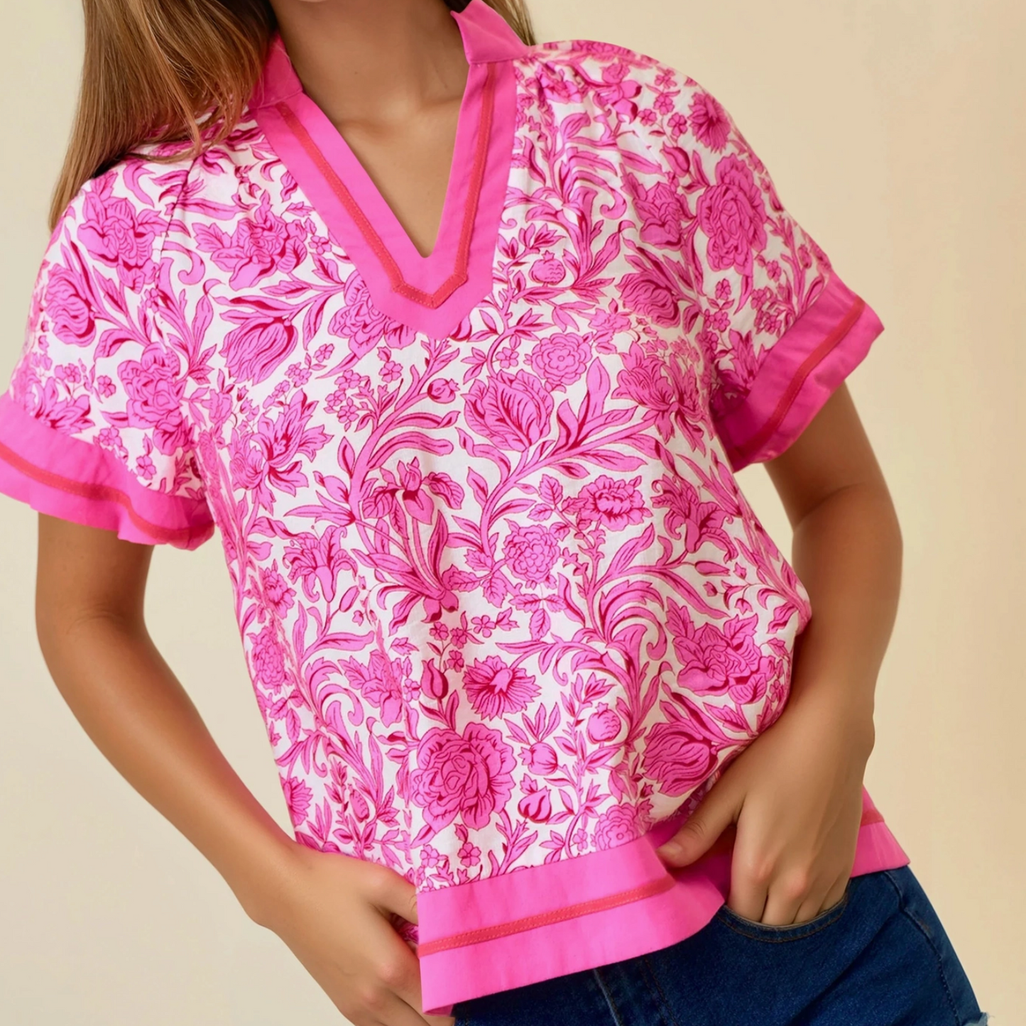 Pink Print Party Top