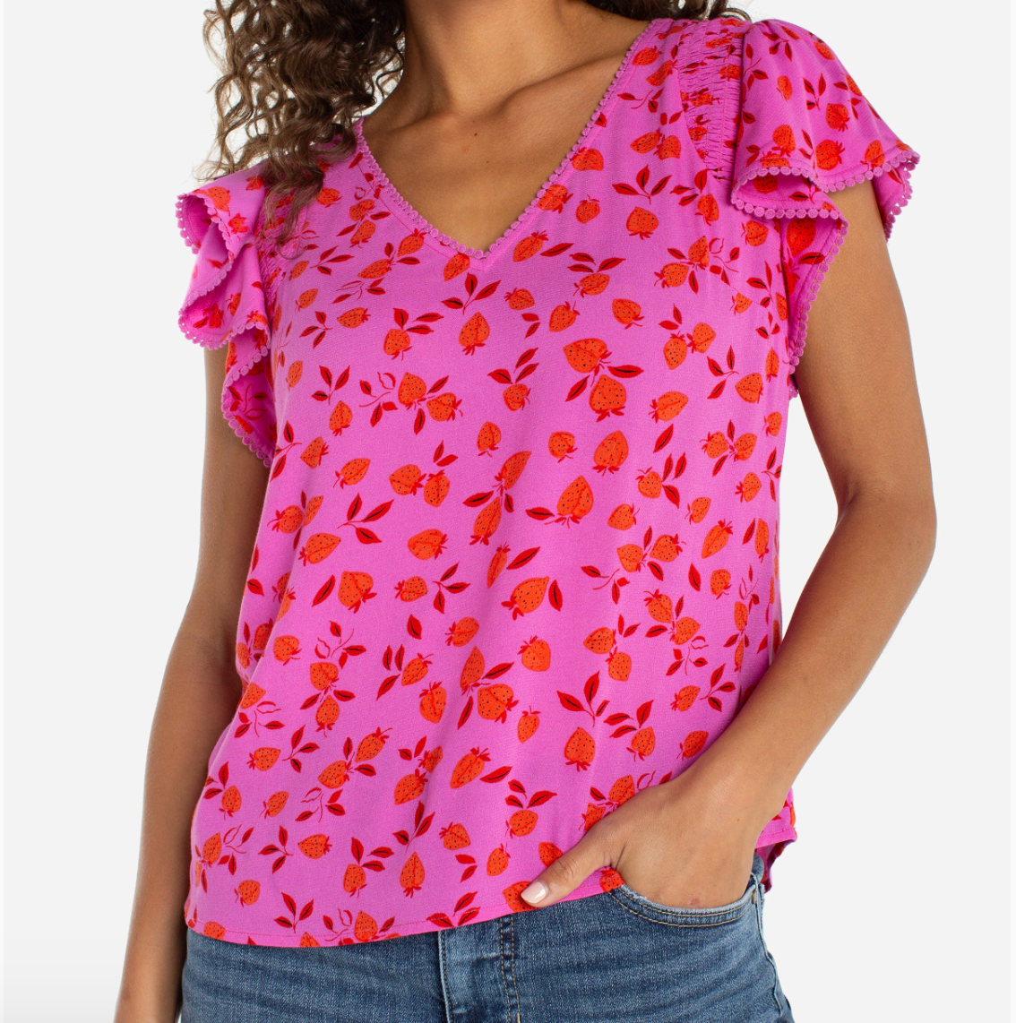 Flutter Sleeve V Neck Top