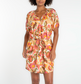 Liverpool Short Sleeve Shirred Button Front Woven Dress